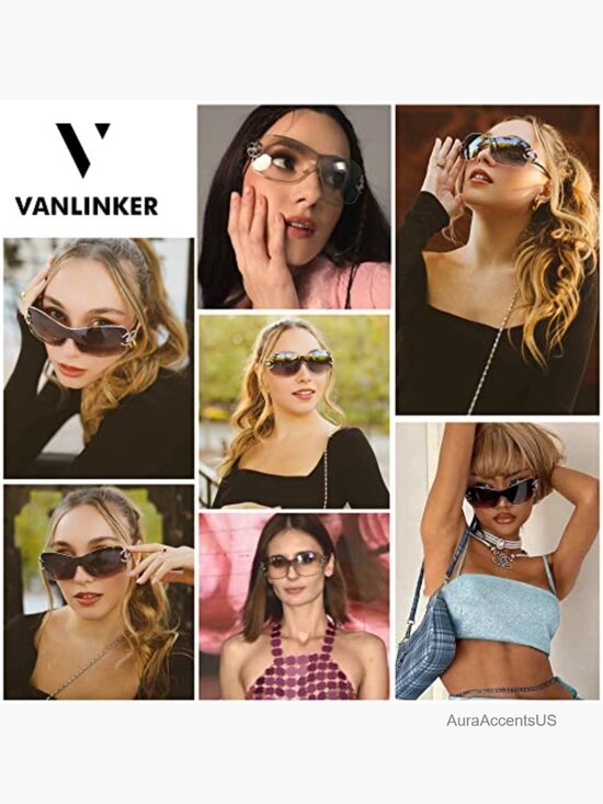 Y2K Oversized Shield Sunglasses Wrap Around Frameless Shades main image 5